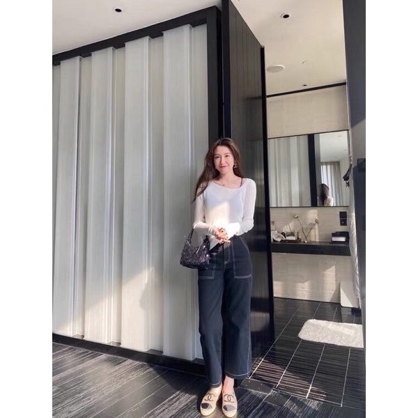 Áo len tăm cổ vạt lệch