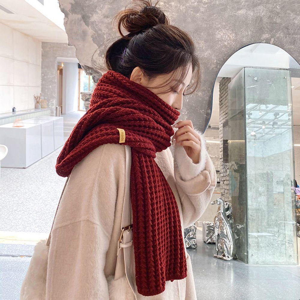 Khăn Choàng Cổ Dệt Kim Dày Mềm Mại Giữ Ấm Mùa Đông Phong Cách Vintage Cho Nữ