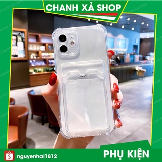 Ốp lưng iphone trong suốt chống sốc lưng túi ví ngăn khe đựng cài thẻ atm