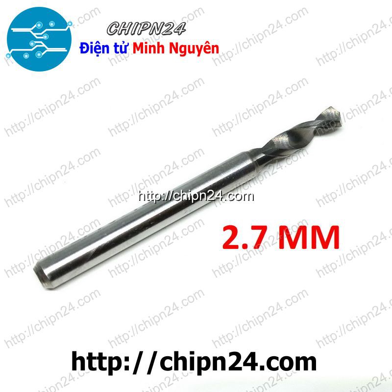 [1 CÂY] Mũi khoan mạch in CNC HỢP KIM 2.7mm (Mạch điện tử, PCB)