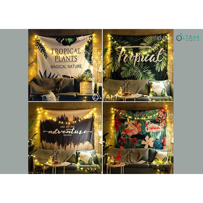 [SIZE LỚN 1m3 x 1m5] Thảm vải vintage treo tường decor phòng ngủ thêm sinh động tặng kèm móc treo