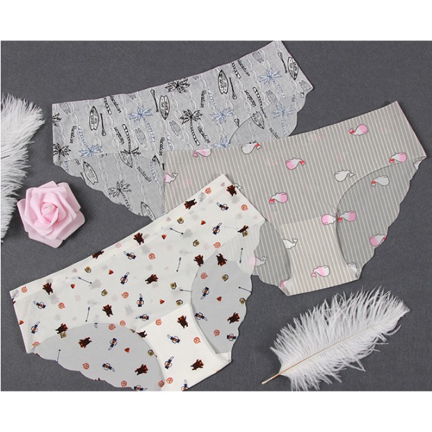 SET 3 Quần Lót Nữ Su Đúc Điều Hòa Thun Lạnh Không Đường May Mát Lạnh Không Viền Sexy LOTNU08