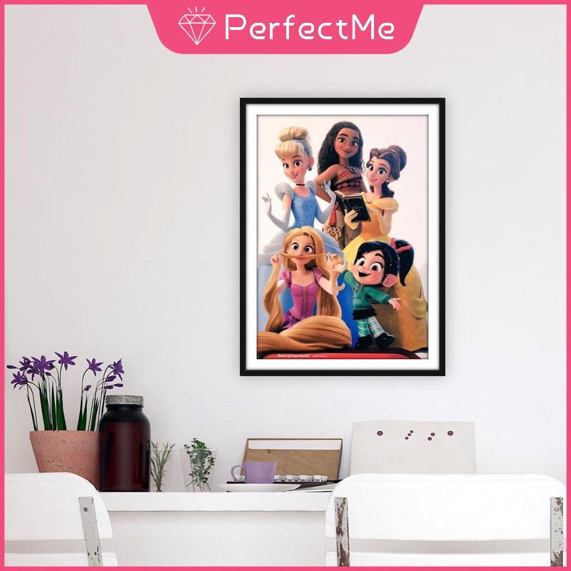Bộ Tranh Đính Đá 5D Họa Tiết Công Chúa Disney Độc Đáo Kích Thước 30x40CM DIY Dùng Trang Trí