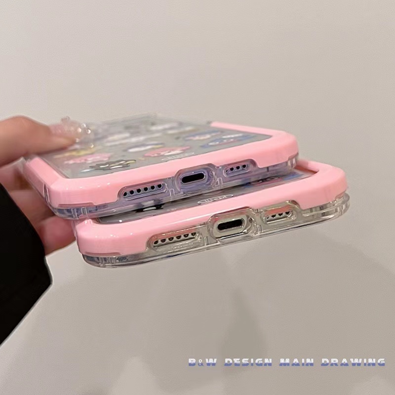 Ốp Điện Thoại Dẻo Trong Suốt Họa Tiết Hoạt Hình Sanrio Màu Hồng Dễ Thương Cho iPhone 14 Pro Max i13 12 11 Pro Max