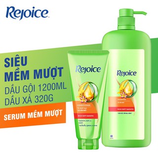[Mã PG2112B giảm 8% đơn 199K] Combo Dầu Gội Rejoice Siêu Mượt chai 1.2kg & Dầu xả Siêu Mượt tuýp 320ml
