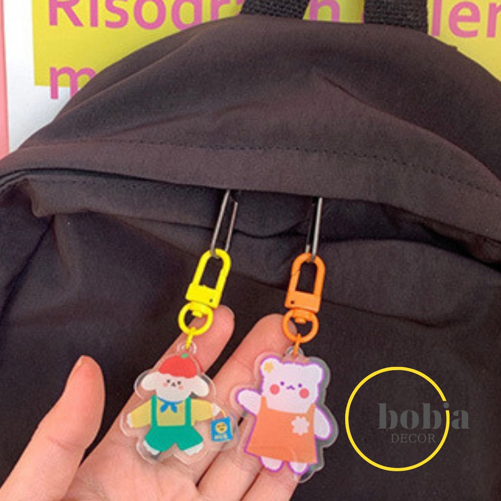 Móc khóa quà tặng hình gấu, thỏ, cô gái dễ thương, móc khóa treo balo ngộ nghĩnh