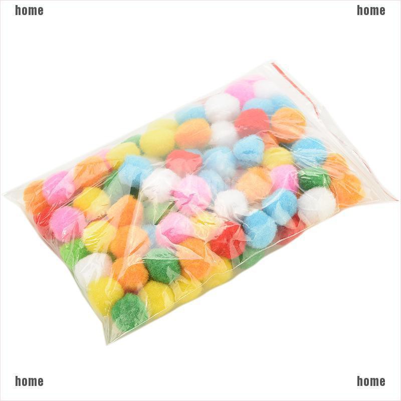 Set 100 quả pompom mini 10mm 20mm 30mm 40mm nhiều màu làm đồ chơi thủ công cho bé
