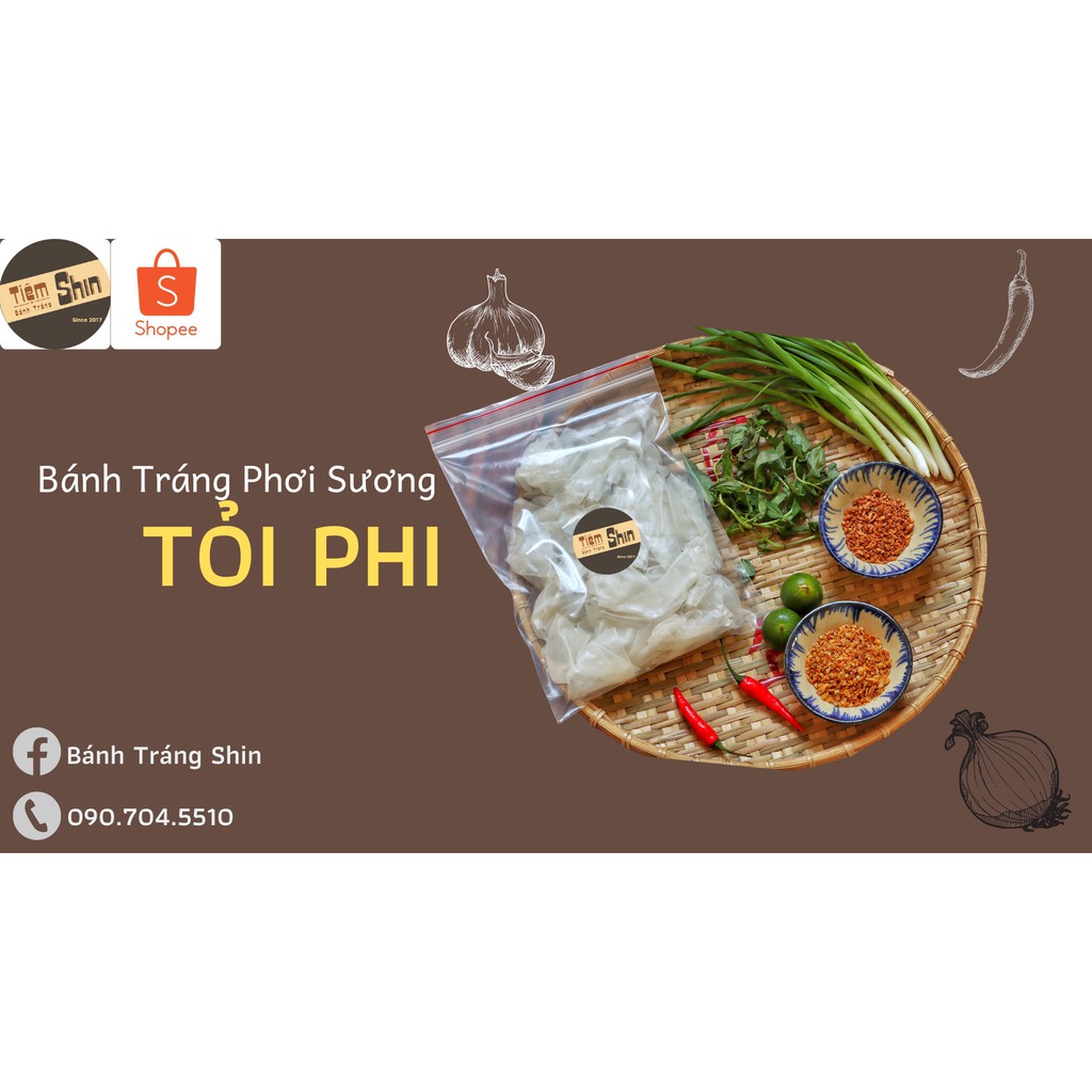 Bánh Tráng Phơi Sương Muối Hành Tỏi Phi Tắc túi Zip L