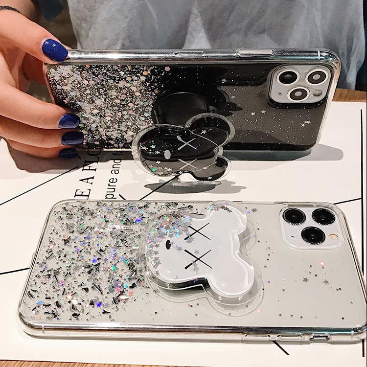 Ốp lưng iPhone 13 12 11 Pro X XR XS Max 8 8+ 7 7+ 6 6+ 6S 6S+ Plus Sequin Glitter Soft Case Cover+Flowing silver foil holder