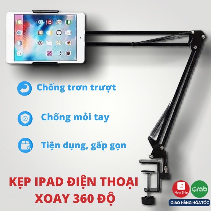 Kẹp ipad đầu giường, Giá Đỡ Điện Thoại ipad đa năng xoay 360 độ