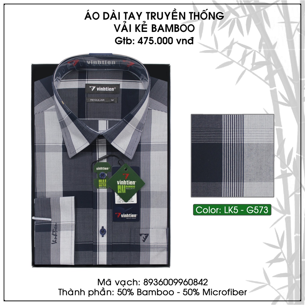 Áo Sơ Mi Dài Tay Caro Vải Bamboo Form Regular Vĩnh Tiến 475