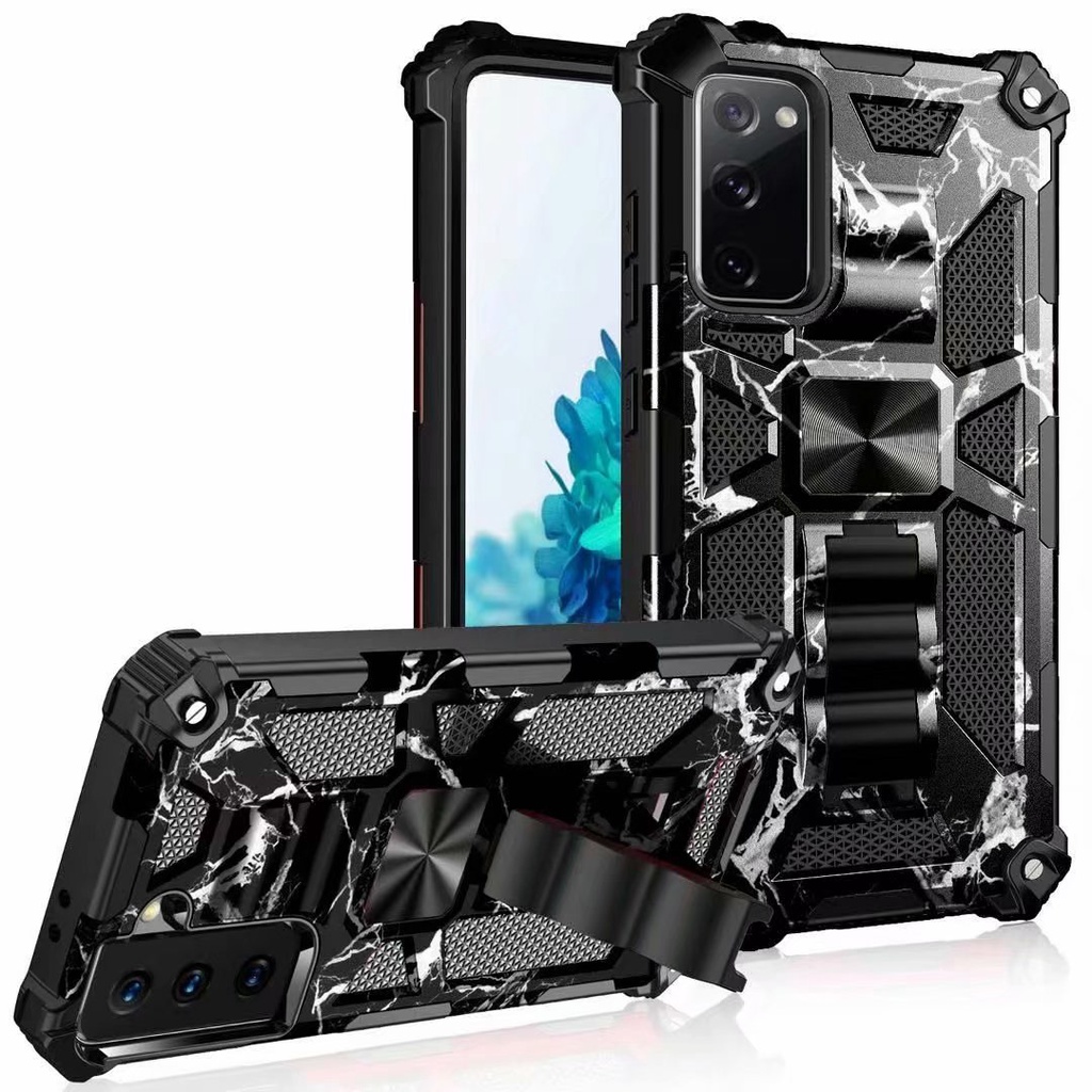 Ốp Điện Thoại Kiểu Giáp Chống Sốc Họa Tiết Rằn Ri Kèm Giá Đỡ Nhẫn Từ Tính Cho Samsung Galaxy S22 A52 73 A12 A53 S21 Note20 Ultra S20 FE