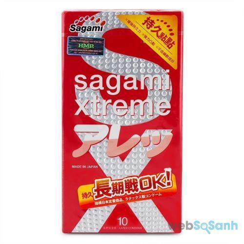 BCS Bao Cao Su Sagami Xtreme Feel Long NHẬT BẢN, Mỏng, Gân Gai, Kéo Dài Quan Hệ, Chống Xuất Tinh Sớm (Hộp 10 Cái)