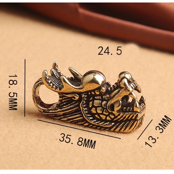 Móc khóa đồng thau vòng đeo tượng hình đầu rồng may mắn độc lạ phong cách bền bỉ đẹp 4H