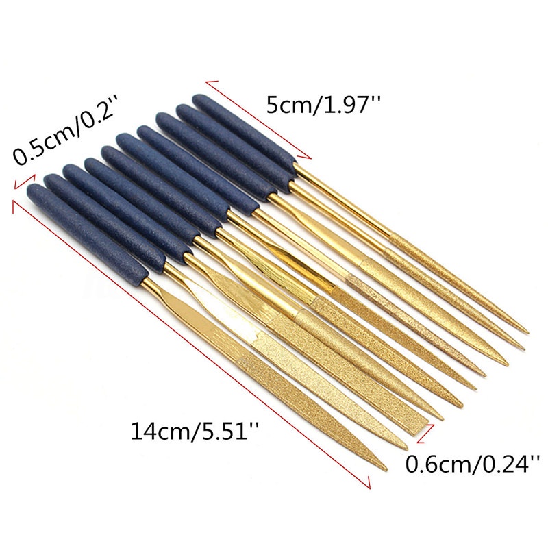 Set 10 bộ mũi mài titan phủ kim cương phẳng dùng làm thủ công kim loại