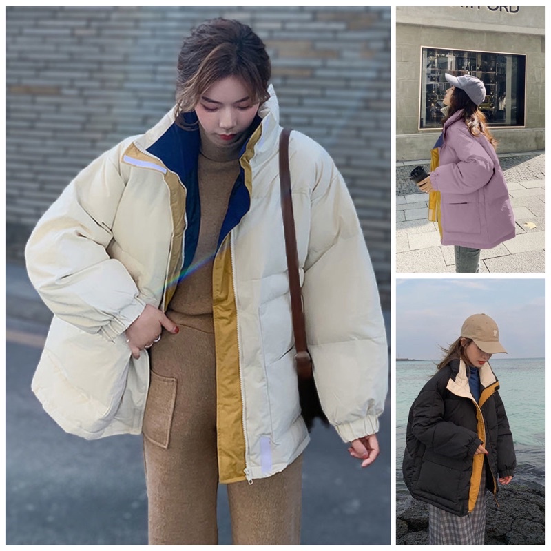 Áo khoác phao nữ đại hàn siêu ấm Ulzzang Hàn quốc, Áo phao béo dáng rộng hàng Quảng Châu có sẵn