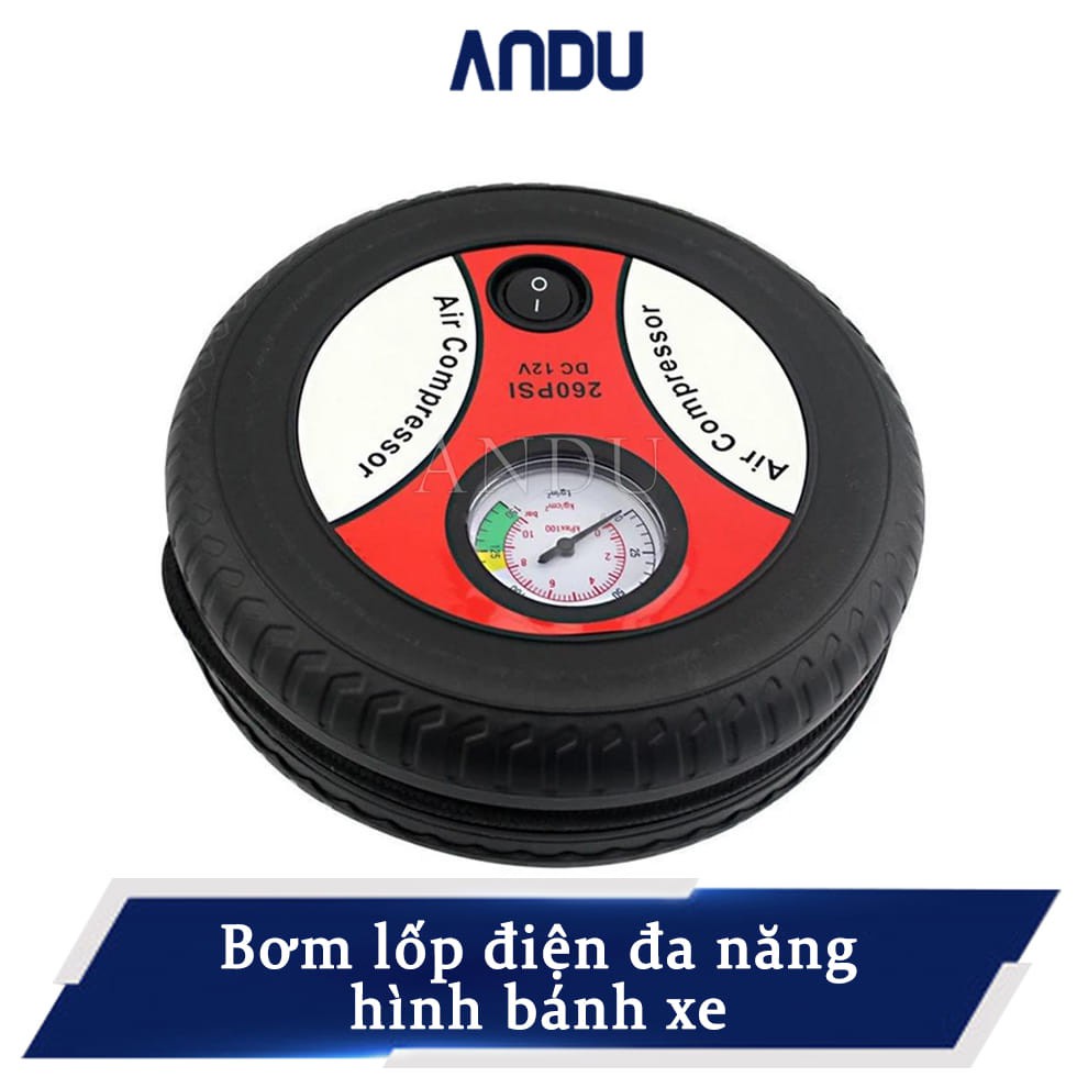 Bơm Lốp Điện Hình Bánh Xe Đa Năng 12V Mang Đi Tiện Dụng