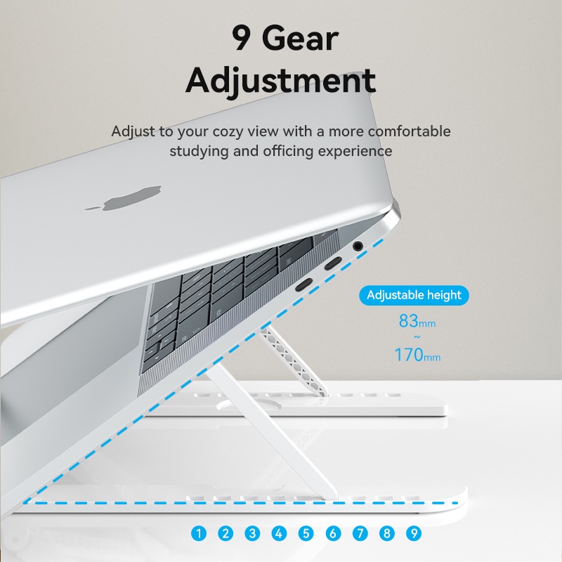 VENTION Giá Đỡ Laptop 9 Bánh Răng Ổn Định Gấp Được Bằng Silicon Chống Trượt Kích Thước 17.3 '' Thích Hợp Cho Đi Du Lịch