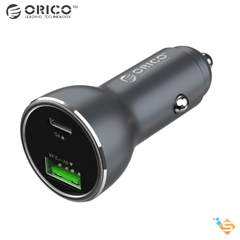 Tẩu sạc xe hơi ORICO UPD-2U USB C 3.0 sạc nhanh 4.0 Max 30W thích hợp cho iPhone Samsung - Bảo Hành Chính Hãng 12 Tháng