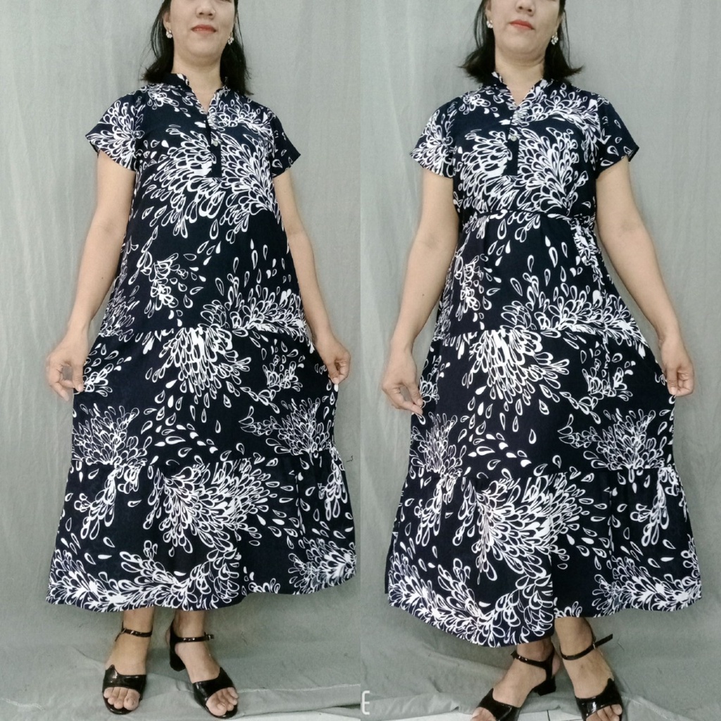 Đầm cổ trụ ráp tầng,from dài - suông, bigsize 50-75 kg