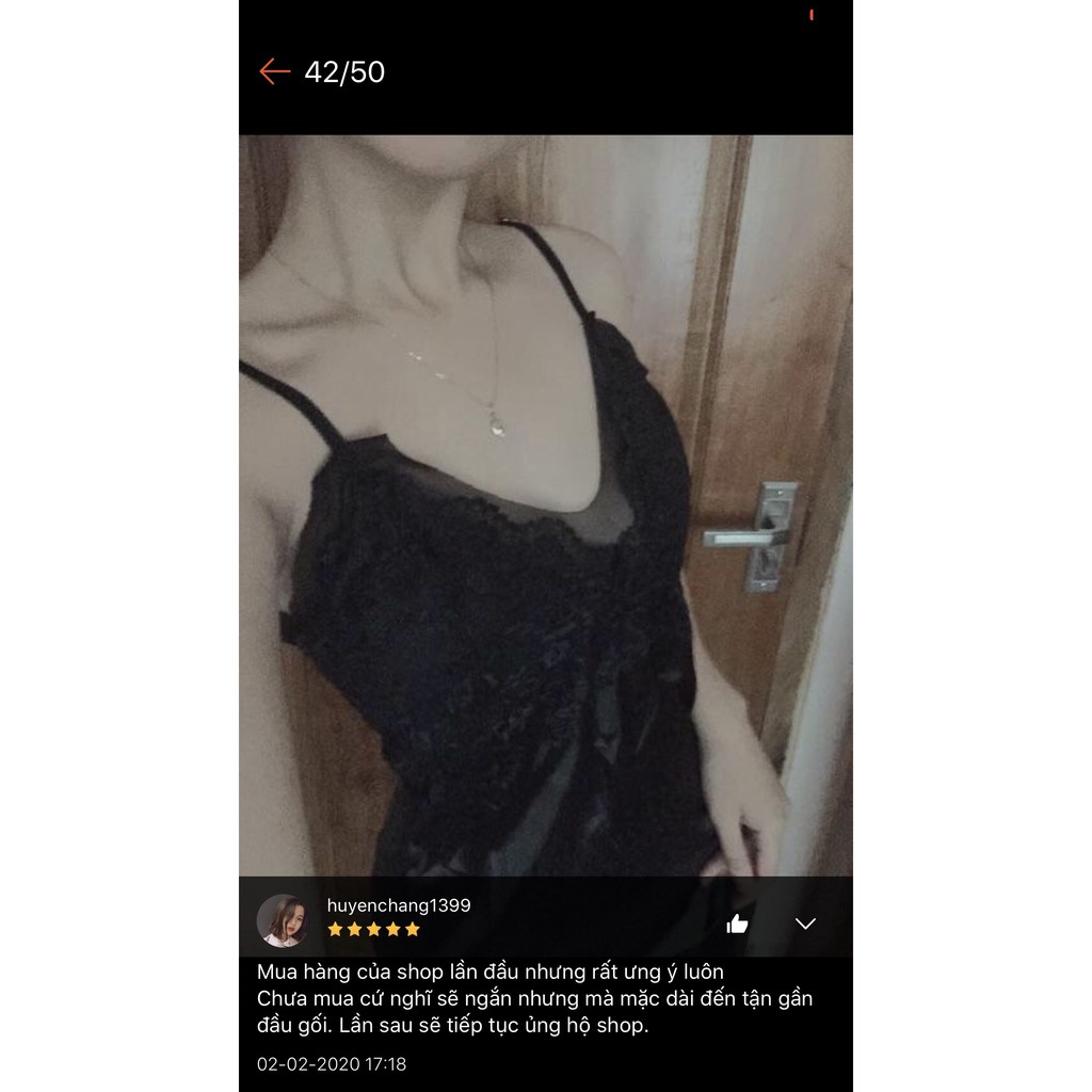 [Có size] Váy Đầm ngủ ren hai dây có đệm ngực SEXY CÓ ĐỆM Mút hình thật ở cuối