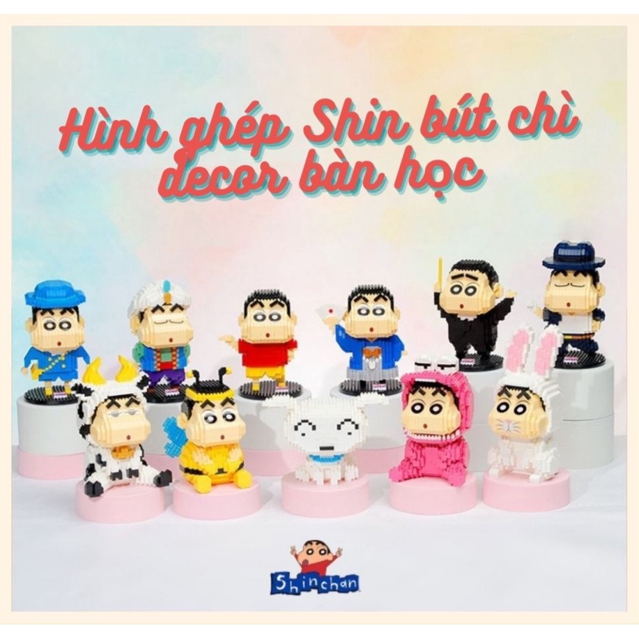 Shin cậu bé bút chì lắp ghép 3D, mô hình trang trí bàn làm việc, quà tặng sinh nhật