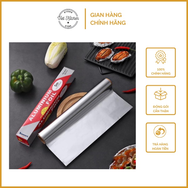 Cuộn Giấy Bạc Nướng Đồ Ăn VIETKITCHEN Màng Nhôm Nướng Thịt ,Giấy Bạc Cách Nhiệt Nướng BBQ Bảo Quản Thực Phẩm Tiện Dụng