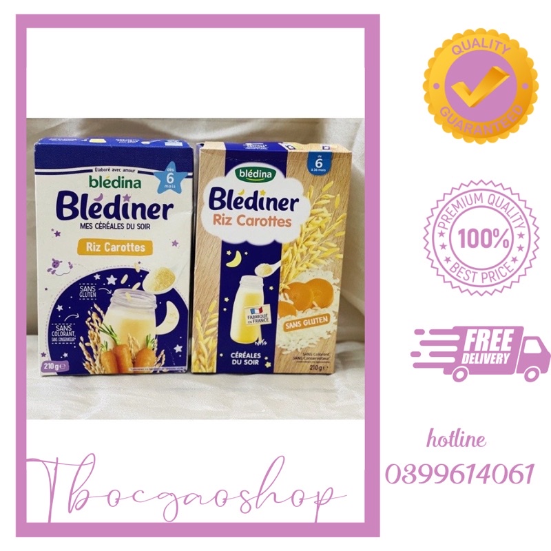 Bột lắc sữa Bledina ban đêm vị gạo cà rốt 210gr mẫu mới cho bé từ 6 tháng