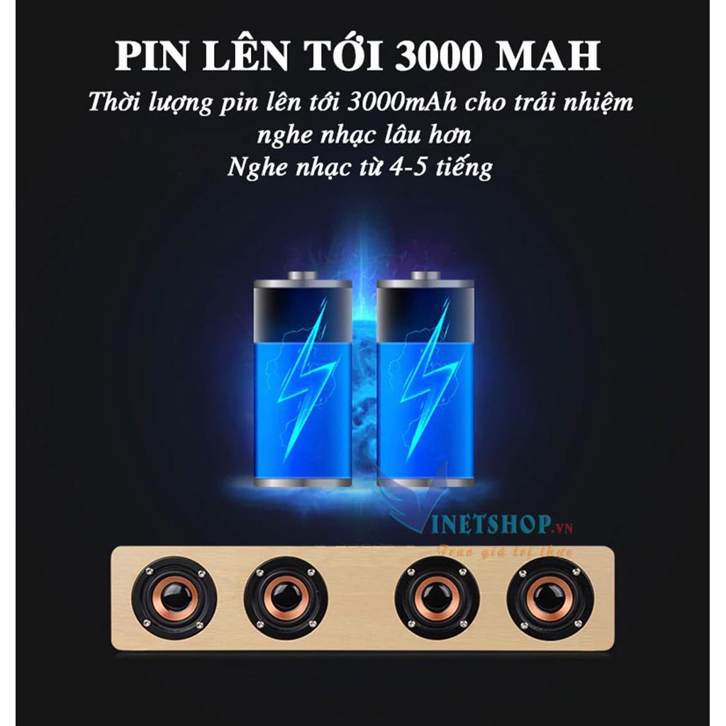 Loa bluetooth gỗ thiên nhiên 4 loa mang lại trải nghiệm âm thanh sống động bảo hành 12 tháng ILEPO W8 -dc3717