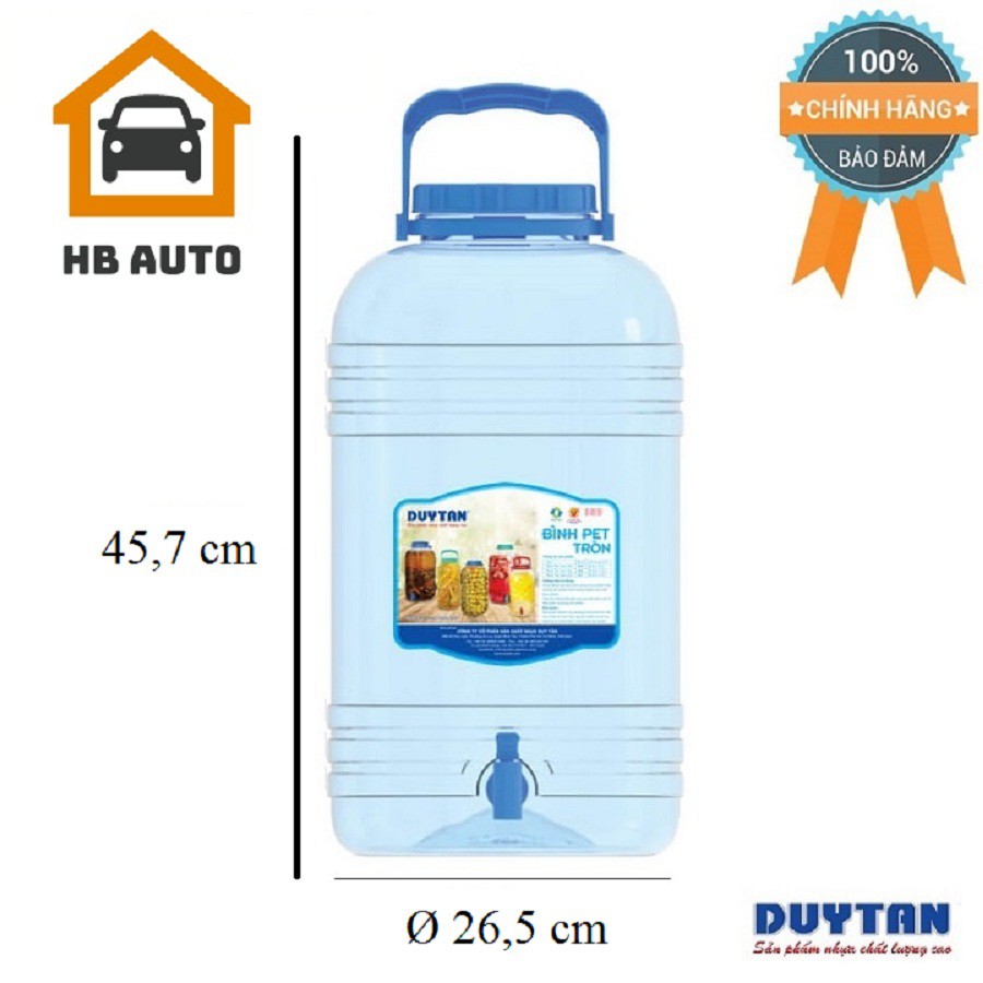 [ TIỆN DỤNG] Bình PET Đựng Nước Tròn Có Vòi 20 Lít Duy Tân (Ø 26,5 x 45,7 cm) No.627