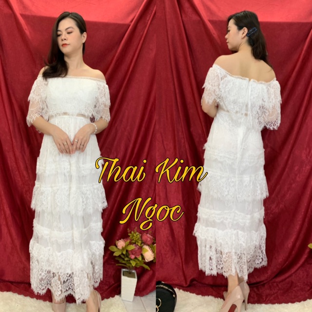 Đầm dự tiệc maxi ren trễ vai cao cấp kèm ảnh thật | BigBuy360 - bigbuy360.vn