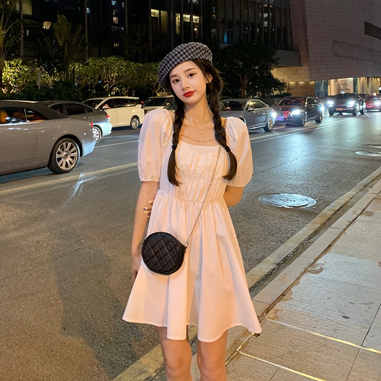 Đầm xòe trễ vai chun ngực 3832