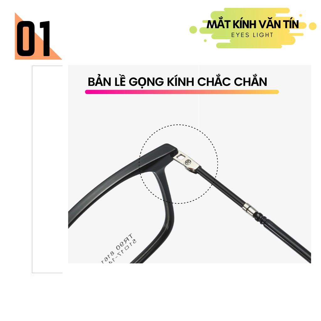 Gọng kính giả cận nam nữ Eyes Light T8161 mắt kính cận vuông càng nhựa pha kim loại cao cấp | BigBuy360 - bigbuy360.vn