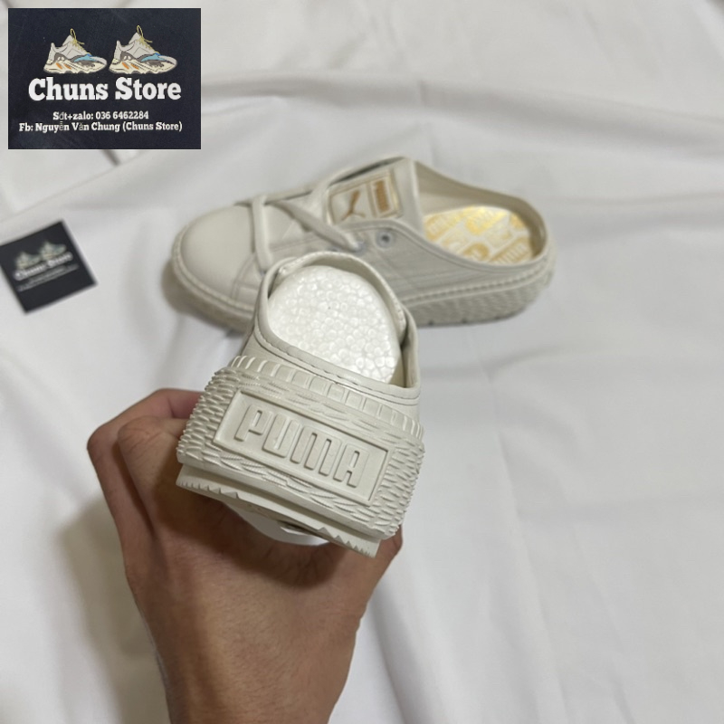 Giày sục Pu.ma trắng đế cao,giày sục Pu ma đế cao mới