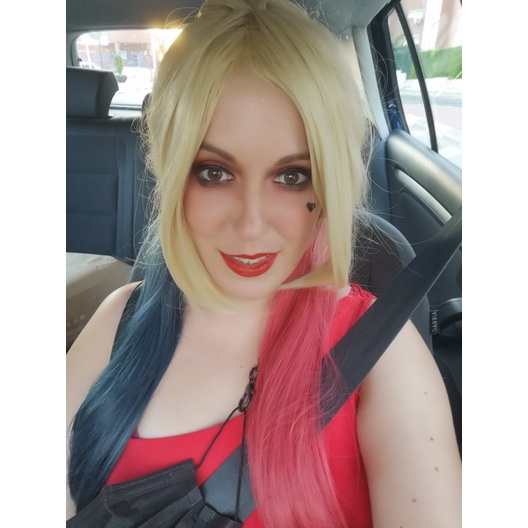 Tóc Giả Màu Đỏ Đen Hóa Trang Harley Quinn 2021 Movice 2021