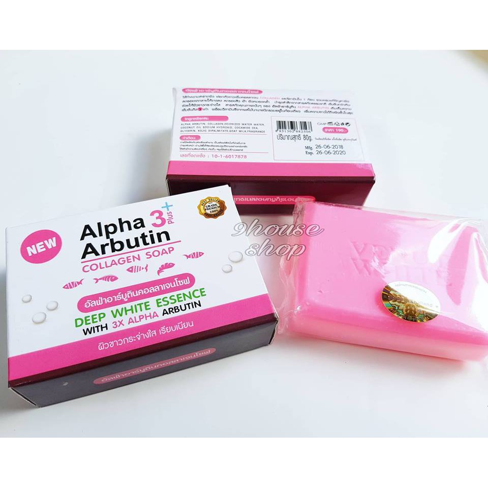 (9house)Xà phòng kích trắng Alpha Arbutin Collagen Soap Thái Lan