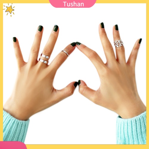 Set 3 nhẫn đeo tay kim loại đính đá xinh xắn cho nữ