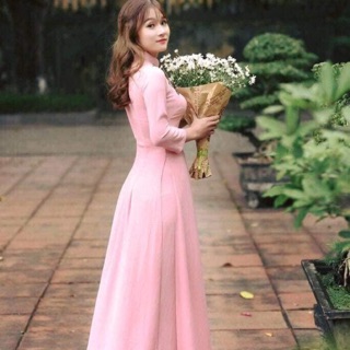 Áo hồng 4 tà kèm quần