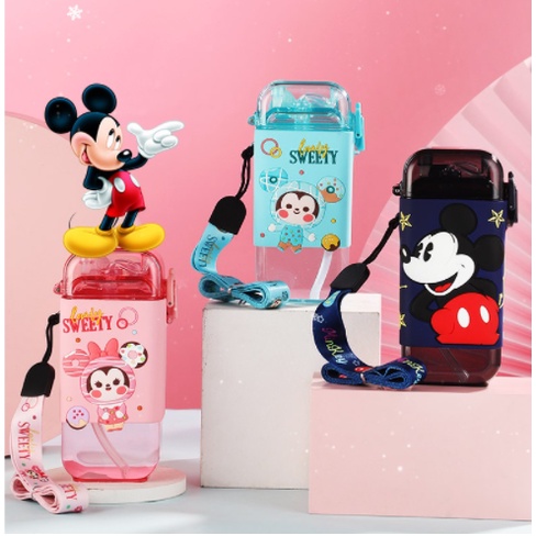 Bình nước chính hãng Disney hình hộp chữ nhật cho bé đi học An toàn chịu nhiệt tới 90 độ