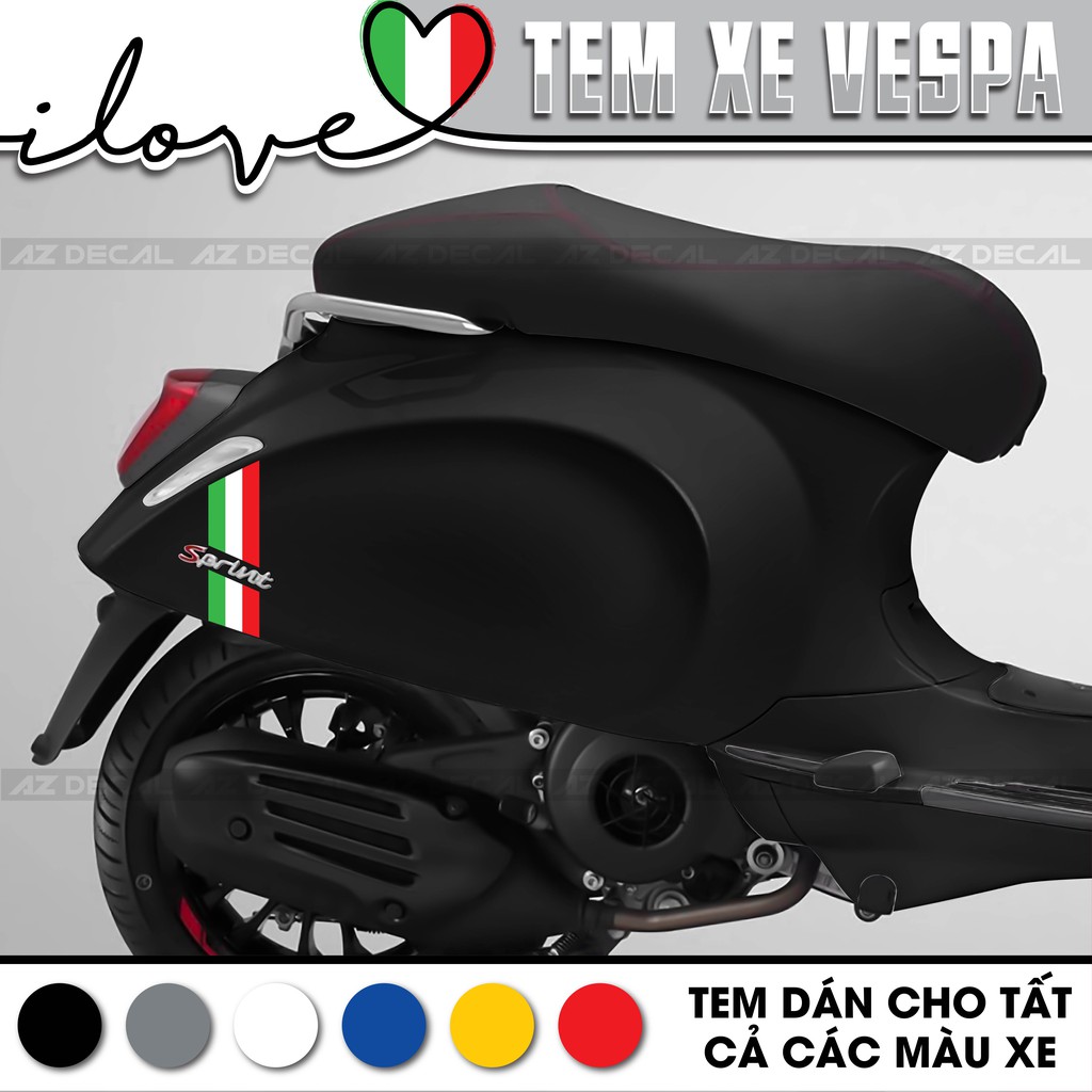 Tem Xe Vespa italia 05 | Dán Cho Mọi Dòng Xe Vespa| Chất Liệu PVC 5 Lớp, Dán Tại Nhà