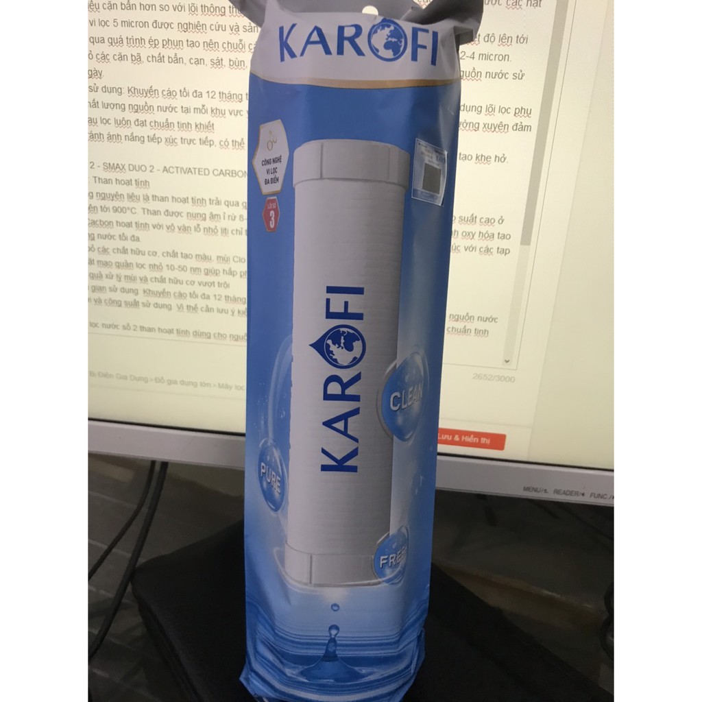 [CHÍNH HÃNG] Bộ 3 lõi lọc nước karofi 123 Smax Duo lọc thô dùng cho máy lọc nước RO Karofi Kangaroo