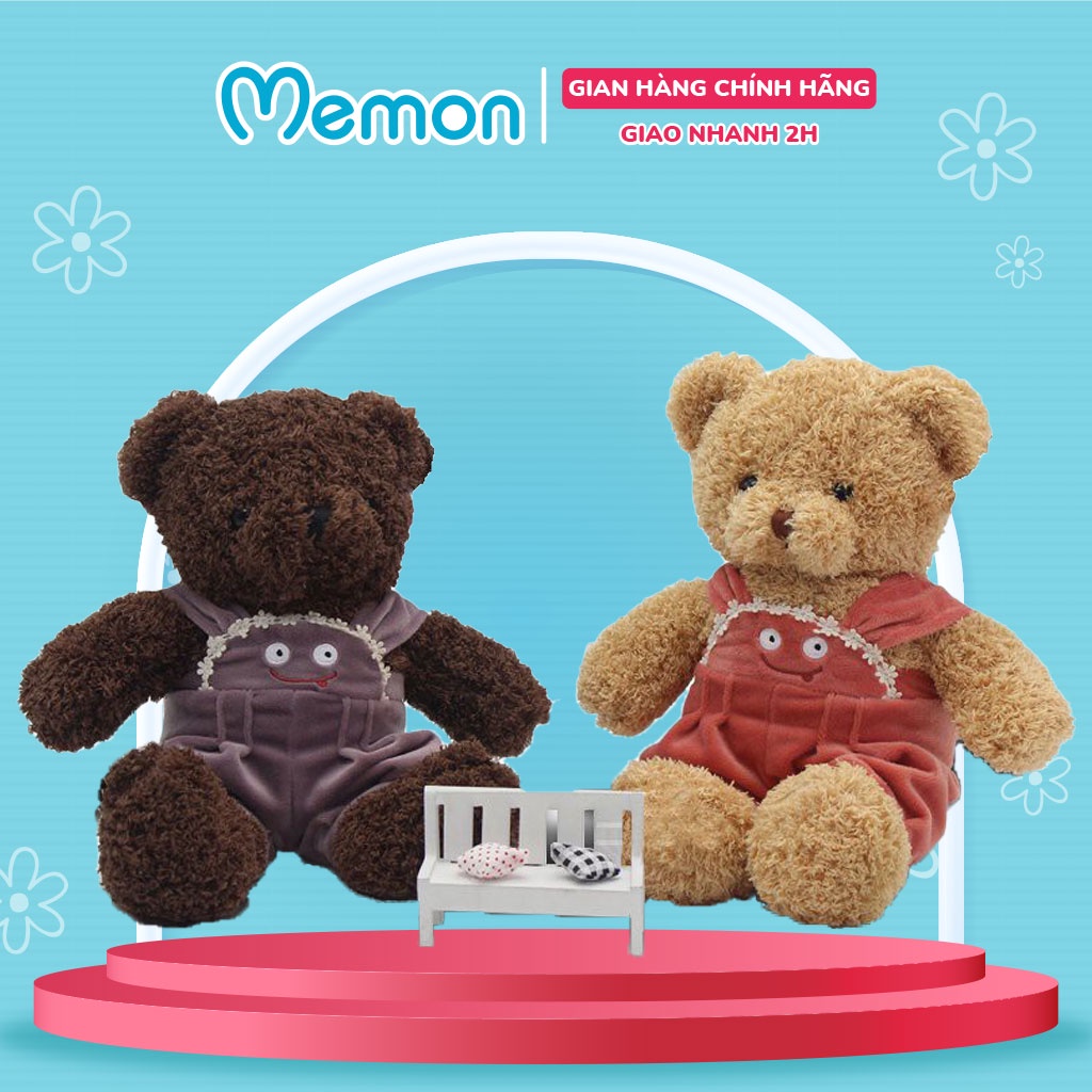 Gấu Bông Teddy Head Áo Yếm Nhồi Gòn Cao Cấp Memon