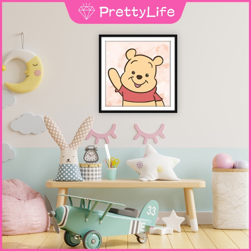 Bộ 1 Tranh Đính Đá 5D Tự Làm Hình Gấu Pooh Kích Thước 30 X 30Cm Trang Trí Nhà Cửa