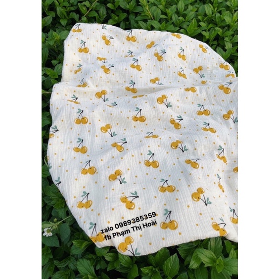 Vải xô muslin 2 lớp cao cấp quả cherry to