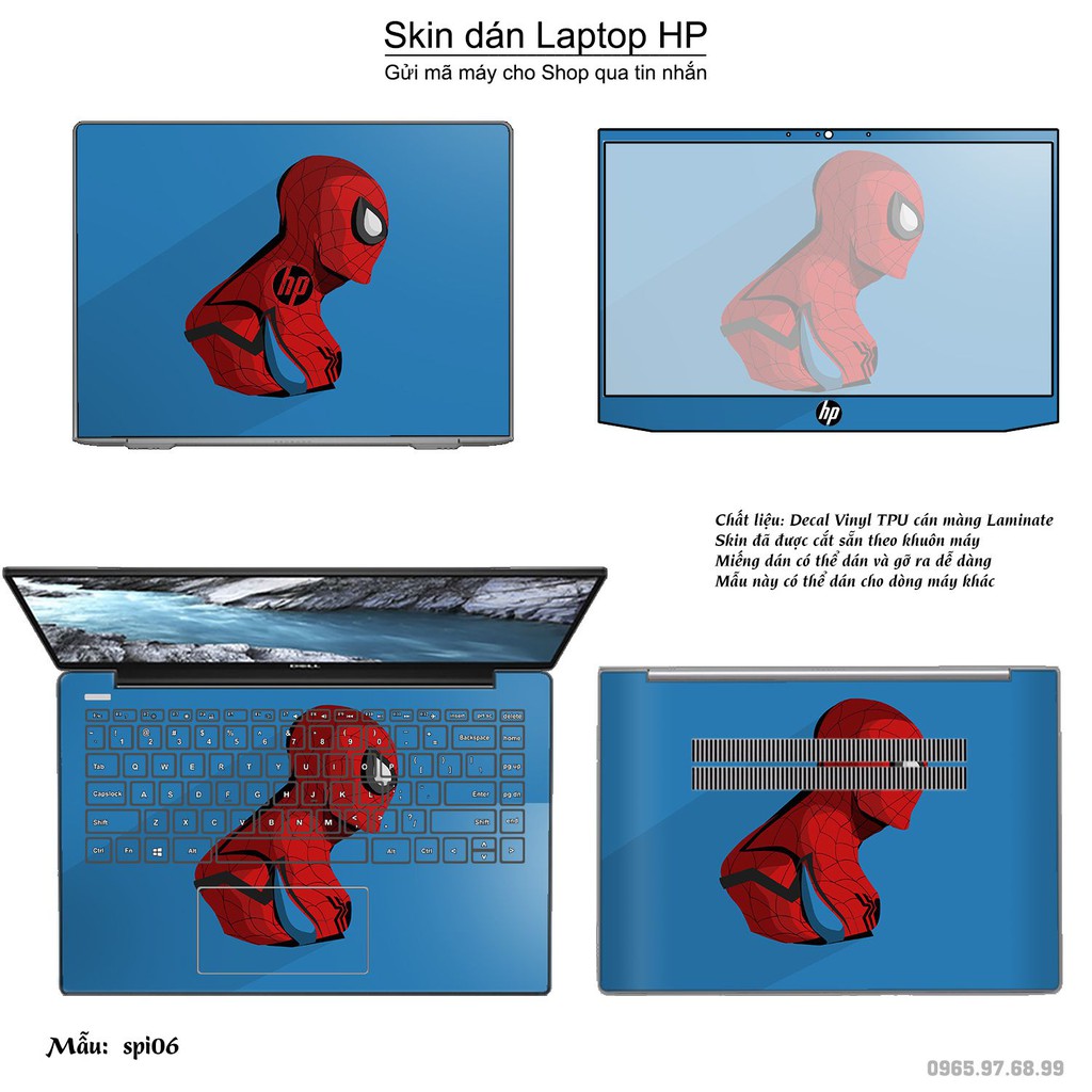 Skin dán Laptop HP in hình người nhện Spiderman (inbox mã máy cho Shop)