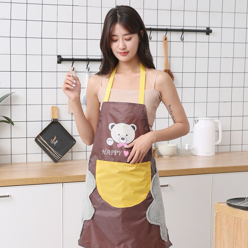 Tạp Dề, Tạp Dề Nấu Ăn Họa Tiết Cute Chất Liệu Cao Cấp Có Chỗ Lau Tay LEON OFFICIAL