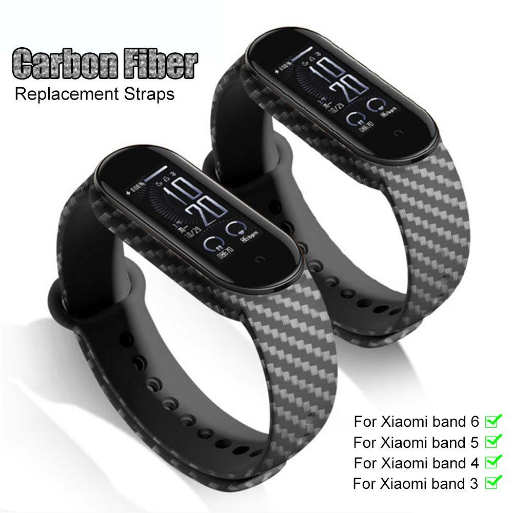 Dây Đeo Thay Thế Bằng Sợi Carbon TPU Cho Xiaomi Mi Band 6 5 4 3