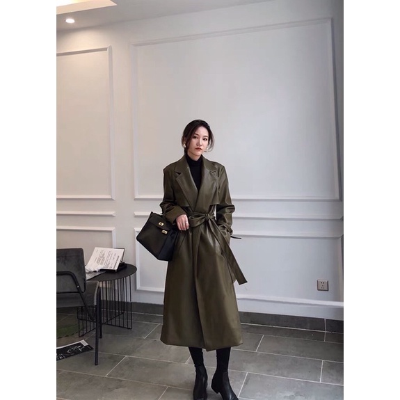 Áo khoác da dáng dài cao cấp