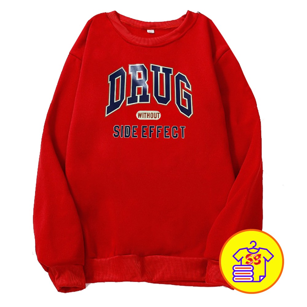 Áo Sweater Cổ Tròn Dài Tay ,Nữ Nam Unisex Chất Vải Nỉ Bông in chữ Drug WAW001