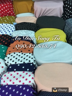 Vải áo dài chấm bi xốp
